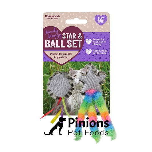 Moody Moggy Star & Ball Set Cat Toy